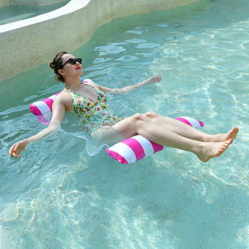 Portable Water Hammock,Pool Chair BADIQI Swimming Inflatable Pool Float,4-in-1 Pool Hammock Lounge Chair,Saddle, Hammock, Drifter 